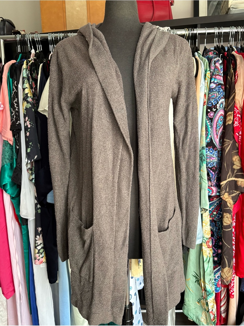 BareFoot Dreams Cozy Open-Front Hooded Cardigan Sweater